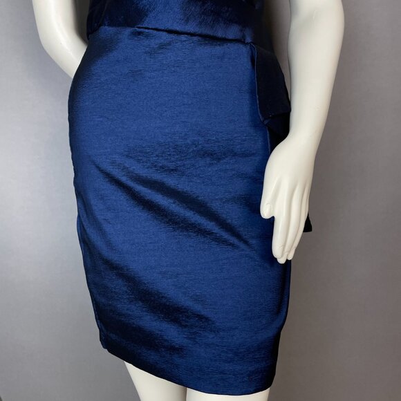 R&M Richards Petite Cocktail Dress Sheath Sculptural Size 4P Blue Fancy Formal‎ - Picture 5 of 9